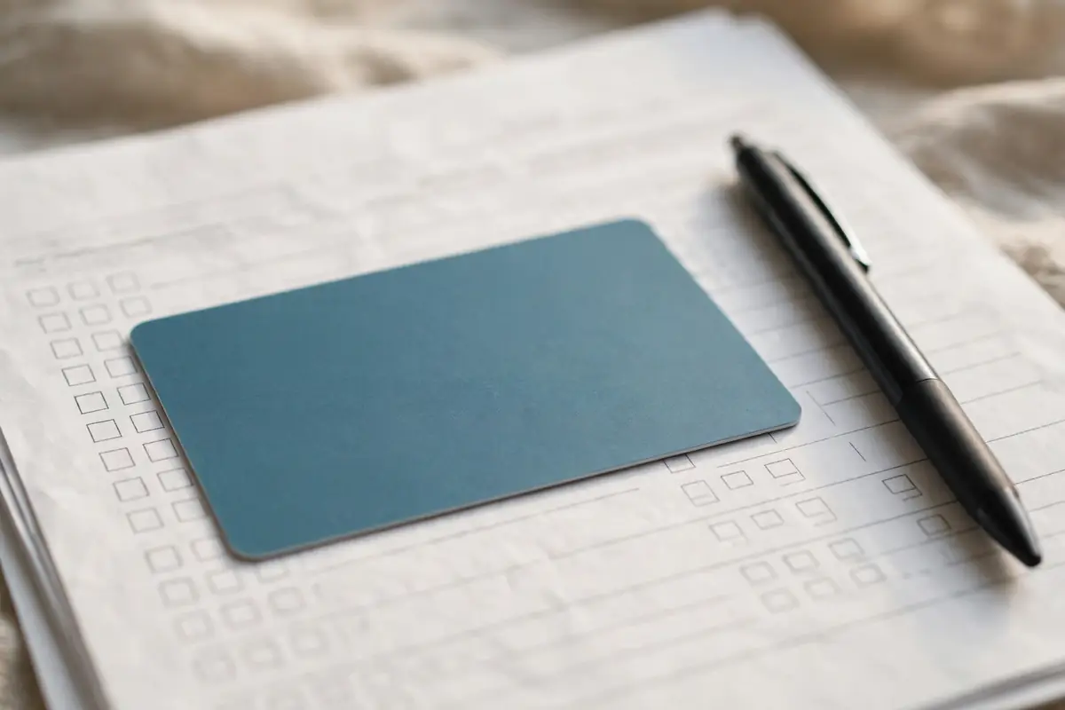 Insurance card on medical paperwork with a pen